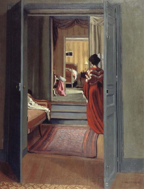 Felix Vallotton Interior with Woman in red Germany oil painting art